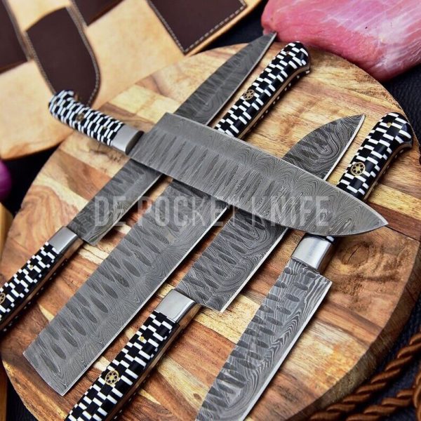 5 Pieces Custom Steel Chef Knife Set 