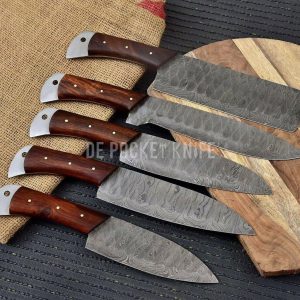 Handmade Steel Knife Set With Wood Handle 