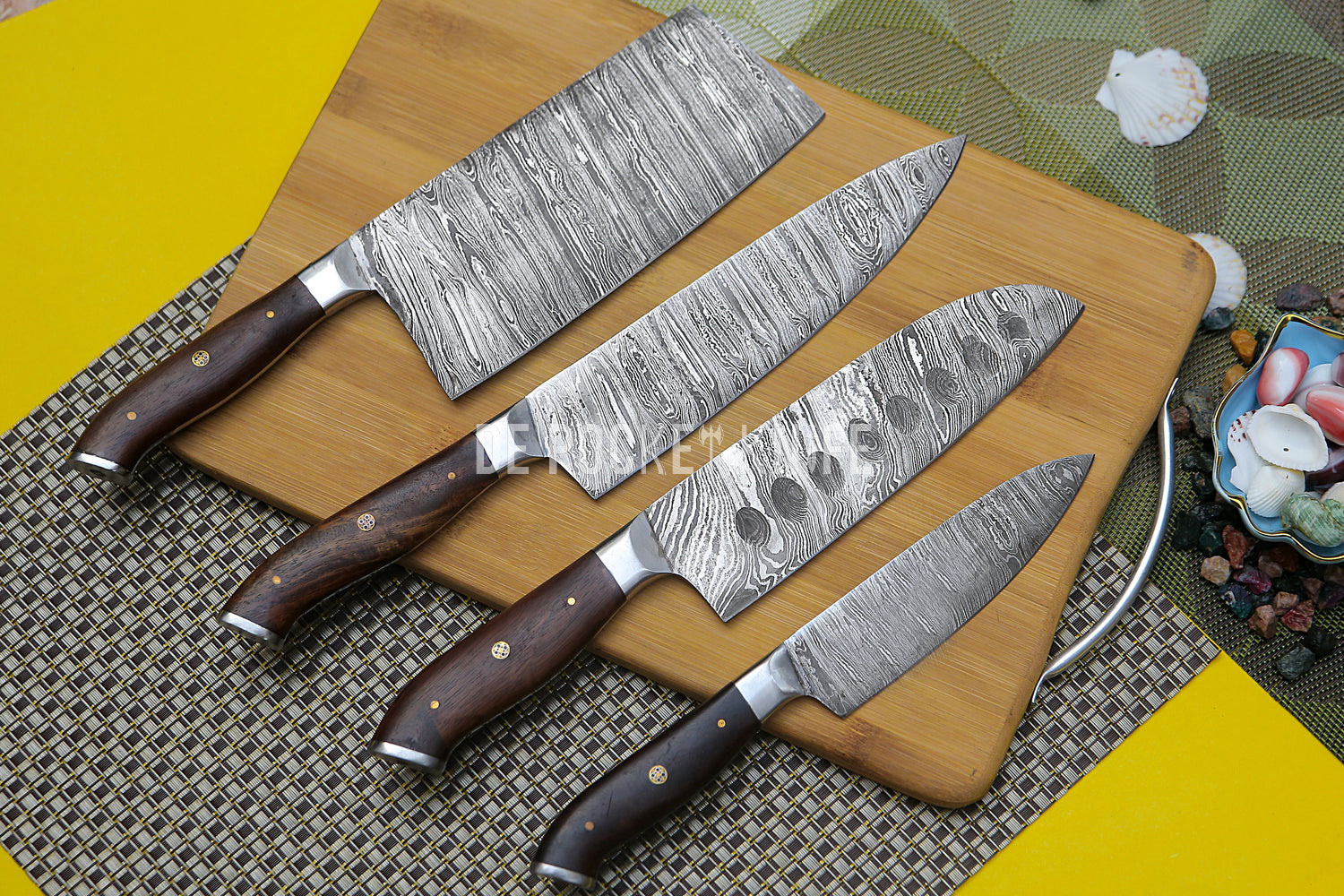 5 Piece Damascus Steel Kitchen Knife Set 