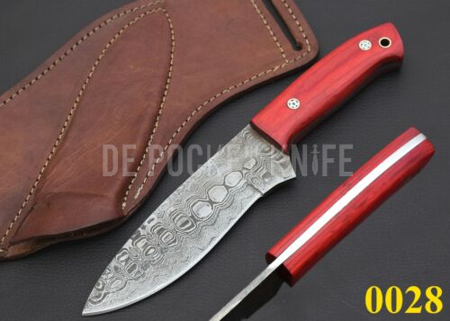 9″Custom Forged Damascus Steel Hunting Fix Blade Camping Knife